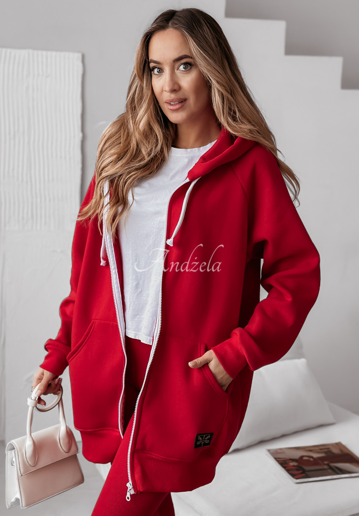Unzipped hoodie Siempre red