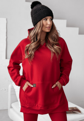 Sweatshirt with pocket and hood Siempre red
