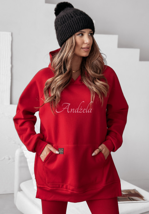 Sweatshirt with pocket and hood Siempre red