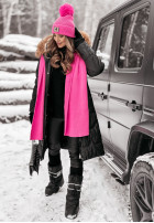 Prążkowana Hat z pomponem It's Windy in neon pink