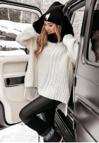 Prążkowana Hat z haftem Good Morning in black