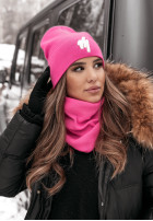 Prążkowana Hat z haftem Good Morning in pink