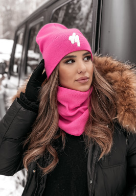 Ribbed cap with embroidery Good Morning pink