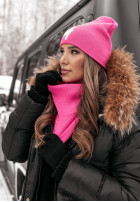 Prążkowana Hat z haftem Good Morning in pink