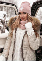 Pikowana Kurtka Z Naturalnym Futrem Rivia Beżowa