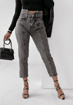 Spodnie jeansowe z przeszyciami Clarington szare