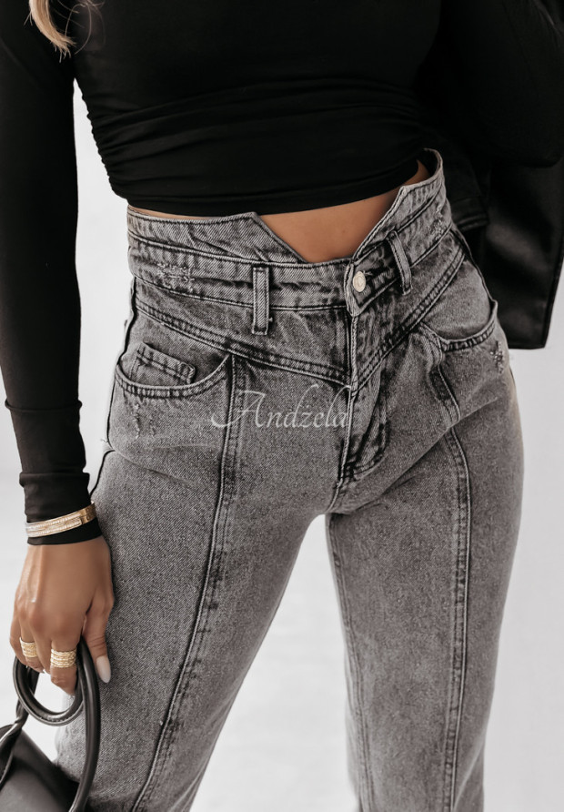 Spodnie jeansowe z przeszyciami Clarington szare