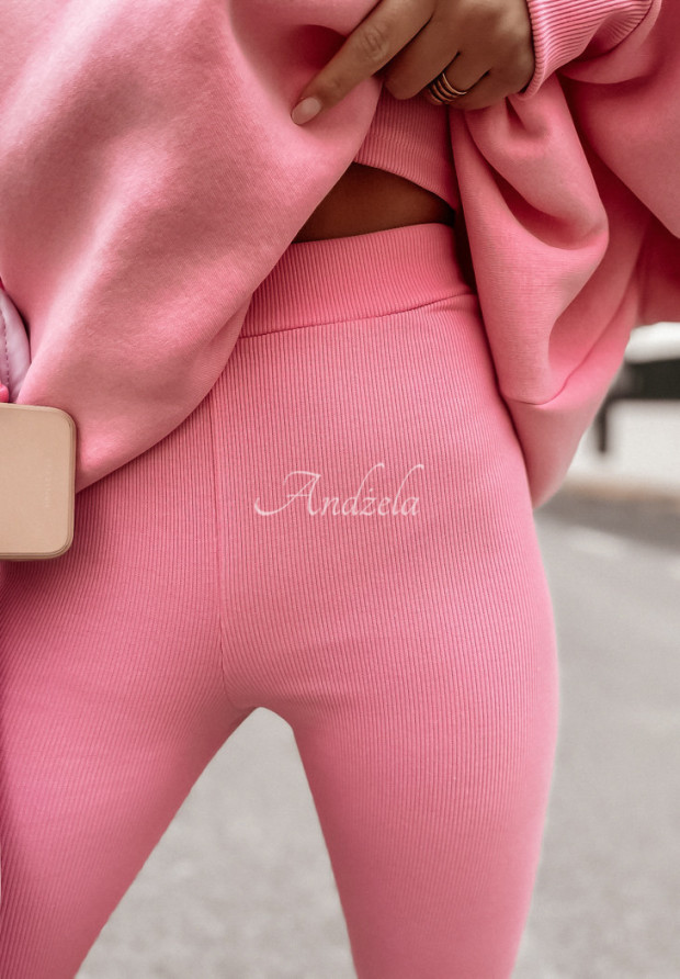 Komplet 3in1 legginsy, top i bluza Super Fit różowy