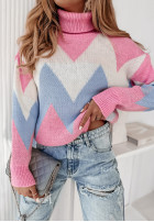 Wzorzysty sweter z golfem Angie różowy