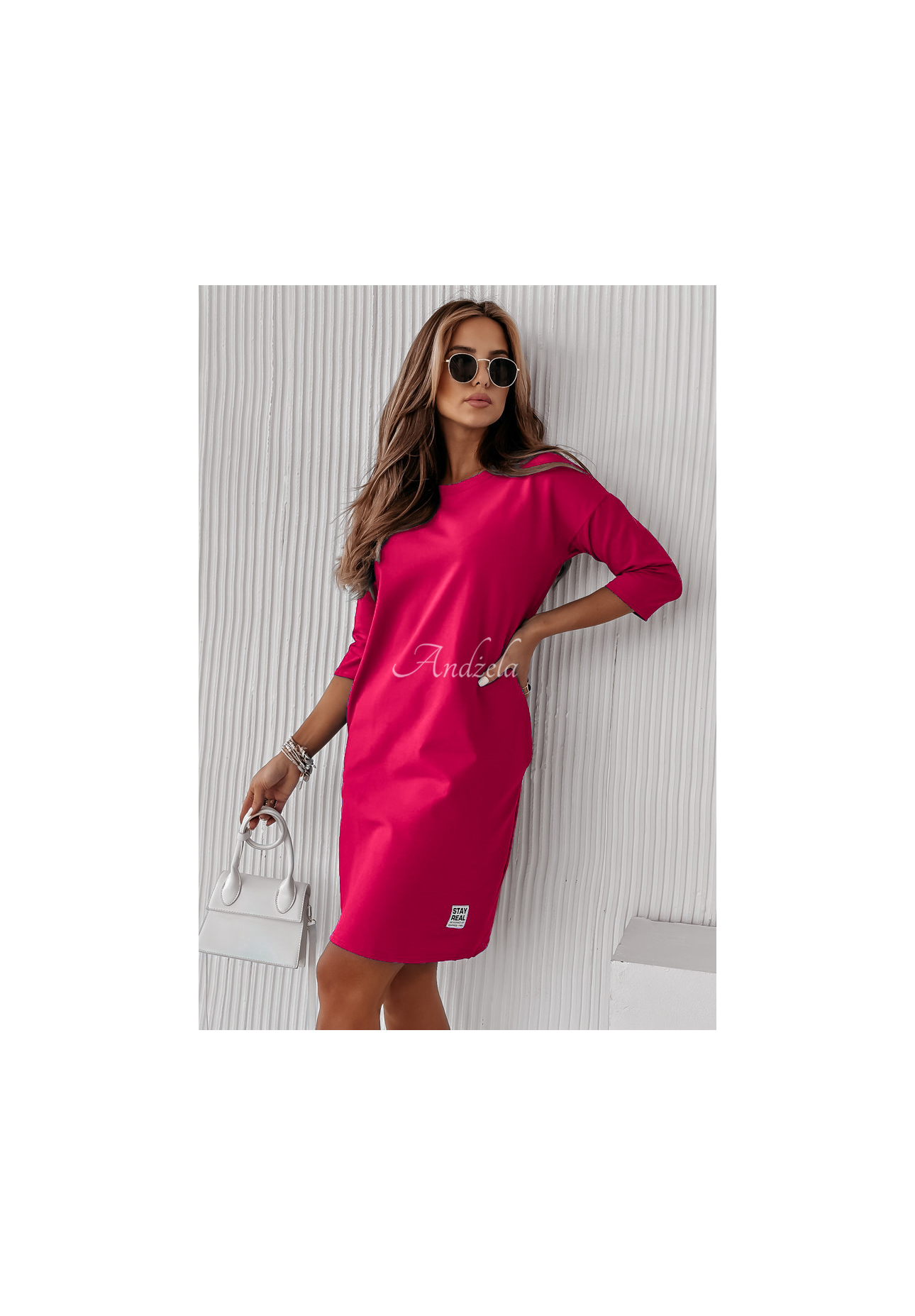 Tunic dress with pockets Stay Real fuchsia