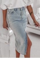 Spódnica jeansowa z rozcięciem Alessandra jasnoniebieska