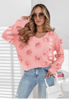 Ażurowy sweter z różami Bloom Symphony różowy