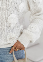 Ażurowy sweter z różami Bloom Symphony biały