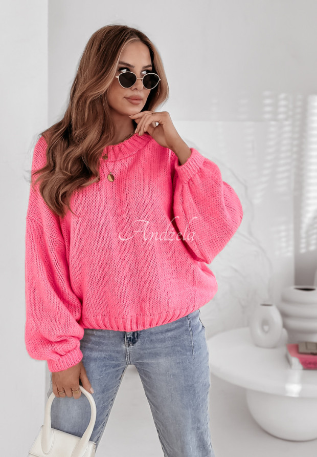 Sweter oversize One Step Bloom różowy