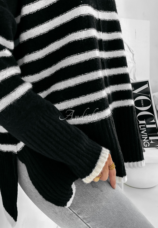 Sweter oversize w paski Dashwood czarny