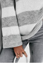 Sweter oversize w paski Place Like Home szary