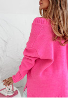 Sweter oversize z dekoltem Stay Cozy różowy