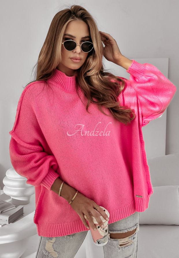 Sweter oversize Hearts Are Warm różowy