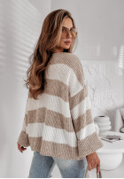 Sweter oversize w paski Place Like Home beżowy