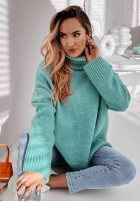 Sweter oversize z golfem Camille miętowy