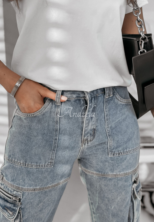 Spodnie jeansowe z kieszeniami Roberts jasnoniebieskie