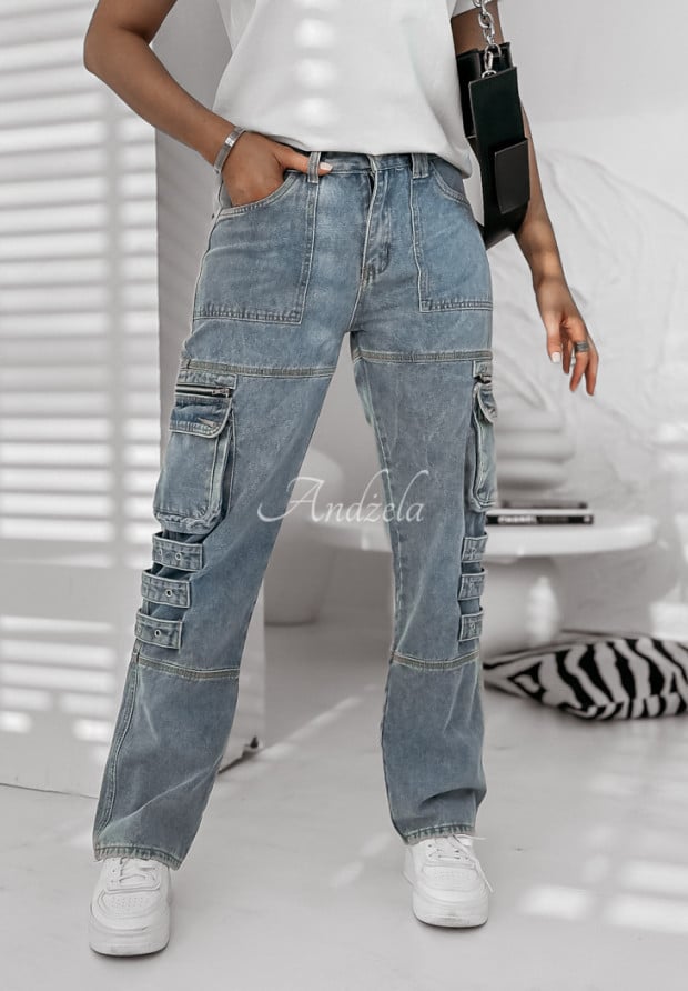 Spodnie jeansowe z kieszeniami Roberts jasnoniebieskie