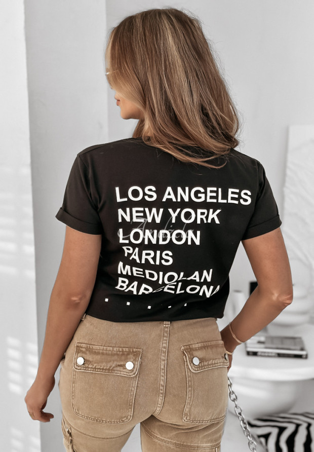 T-shirt z nadrukiem World Cities czarny