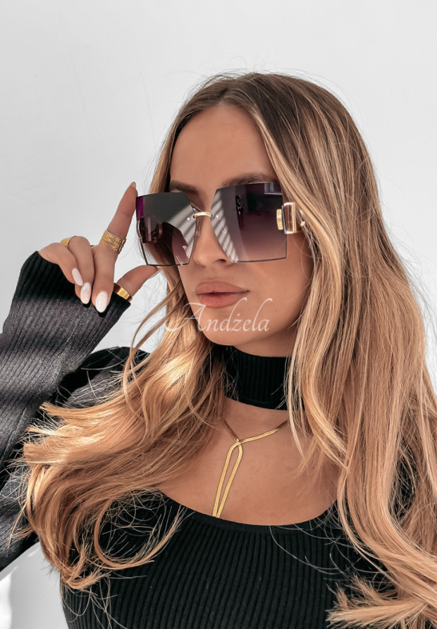 Kwadratowe okulary przeciwsłoneczne Glam & Shades czarne