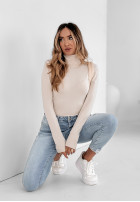 Dopasowany Jumper z golfem Solange jasnobeżowy