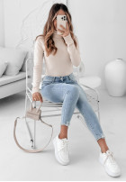 Dopasowany Jumper z golfem Solange jasnobeżowy