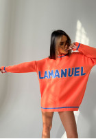 Sweter oversize z napisem La Manuel Draw Line pomarańczowy