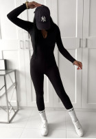Długi dopasowany Jumpsuit z suwakiem Oh Wow  in black