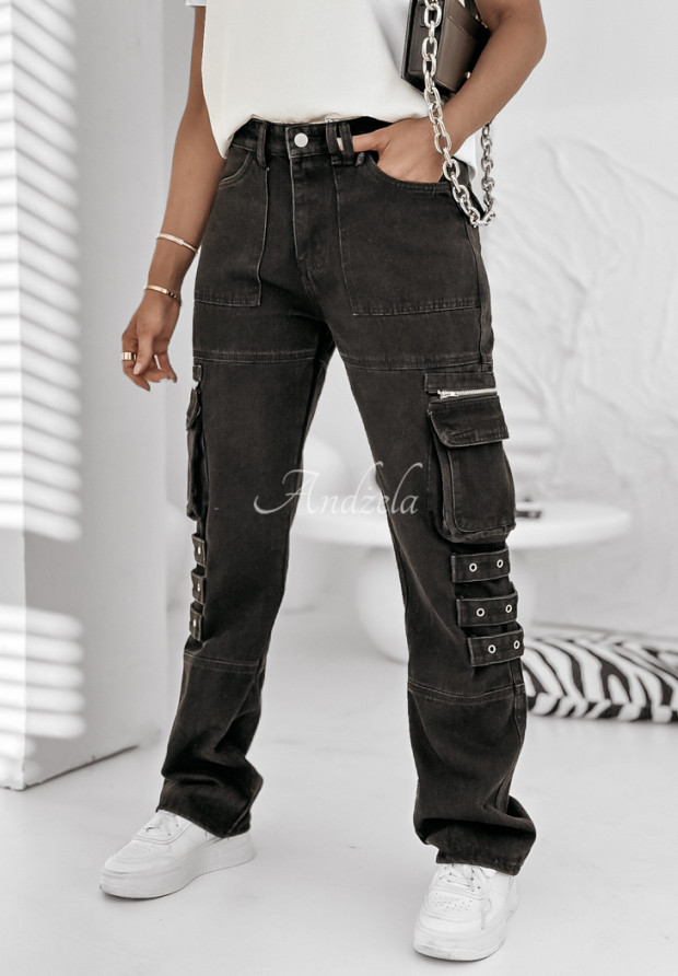 Spodnie jeansowe z kieszeniami Roberts czarne