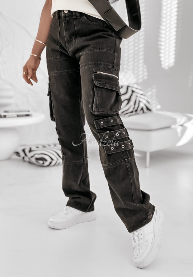 Spodnie jeansowe z kieszeniami Roberts czarne