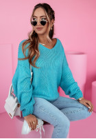 Sweter oversize Meadow Delight niebieski