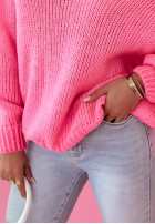 Sweter oversize Meadow Delight różowy