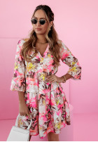 Kwiecista Dress z falbankami Girl On Top in pink