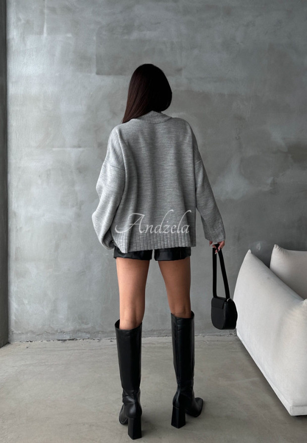 Sweter oversize z szerokimi rękawami Elynn szary