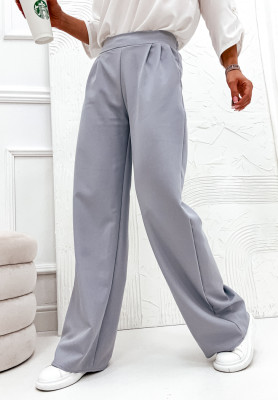 Eleganckie spodnie wide leg Glamour Flow szare