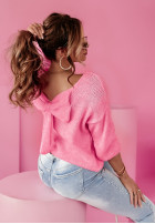 Sweter oversize z kokardką Too Cute To Be True różowy