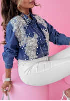 Jeansowa koszula z ozdobnymi aplikacjami Sparkles & Lace niebieska