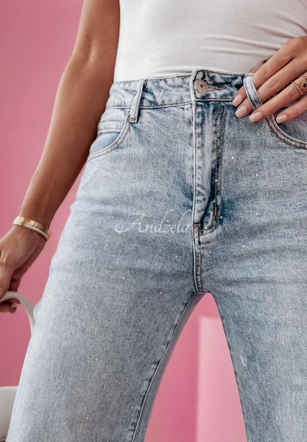 Spodnie jeansowe z kryształkami Diamond Affluence jasnoniebieskie