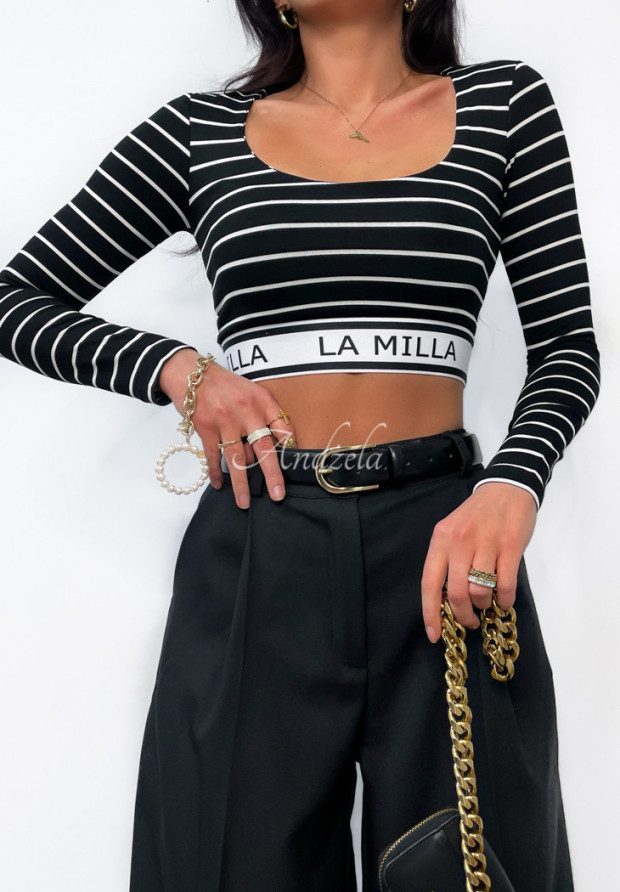 Krótka bluzka w paski La Milla Tender Drift czarna