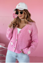 Sweter oversize w serca Fun And Love różowy