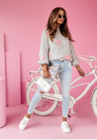 Sweter oversize w serca Love You Still szary