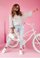 Sweter oversize w serca Love You Still szary