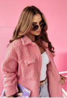 Krótka kurtka z imitacji kożucha Absolutely różowa