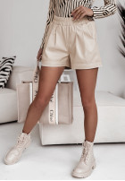 Krótkie spodenki of leather imitation Teriana in beige