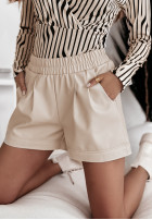 Krótkie spodenki of leather imitation Teriana in beige