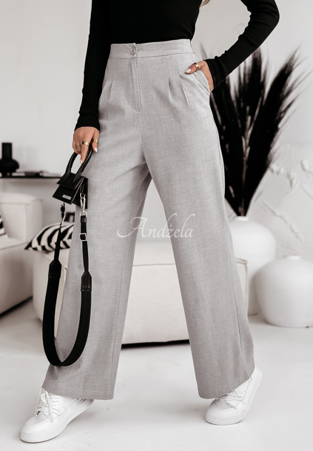 Eleganckie spodnie wide leg Delacour szare